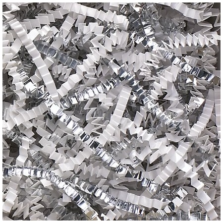 Bsc Preferred White and Silver Metallic Blend Crinkle Paper - 10 lb. Box BUY00016863